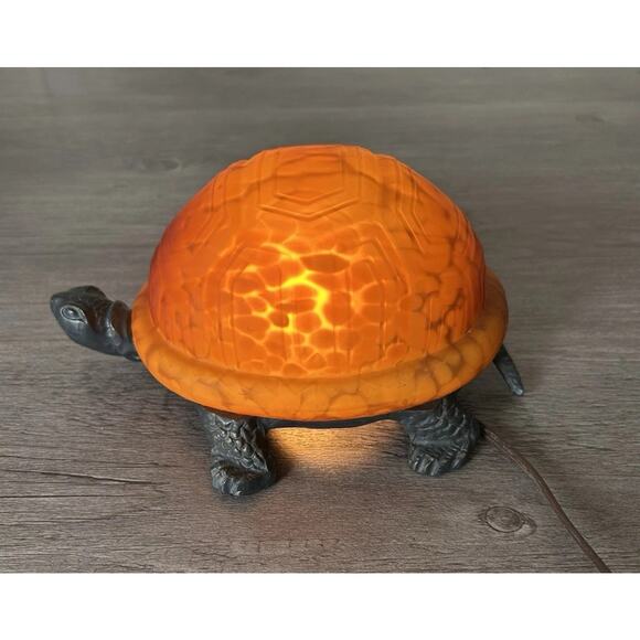 Vintage Bronze Art Glass Turtle Lamp - Picture 2 of 6